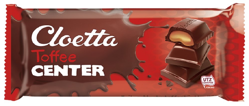 2 Bars x 80g. of Cloetta Center Toffee - Swedish - Milk Chocolate with Soft Toffee filling