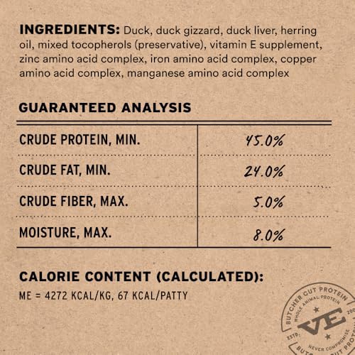 Image of Vital Essentials Freeze Dried Dog Food, Duck Mini Patties, 14 oz Bag | Soft, Complete Meal or Topper, Made With 99% Duck, Organs & Bone, High Protein Raw Nutrition, Grain-Free Recipe