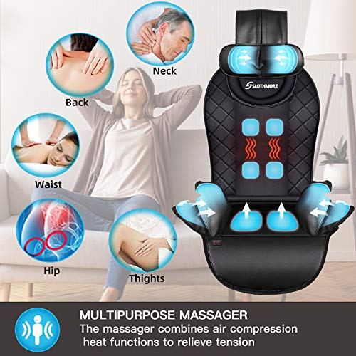 Compress-Back-Massager with Heat,Massage-Seat-Cushion for Car,Home or Office Chair Use,Massage Chair Pad Helps Relieve Stress and Fatigue for Neck,Back and Hips