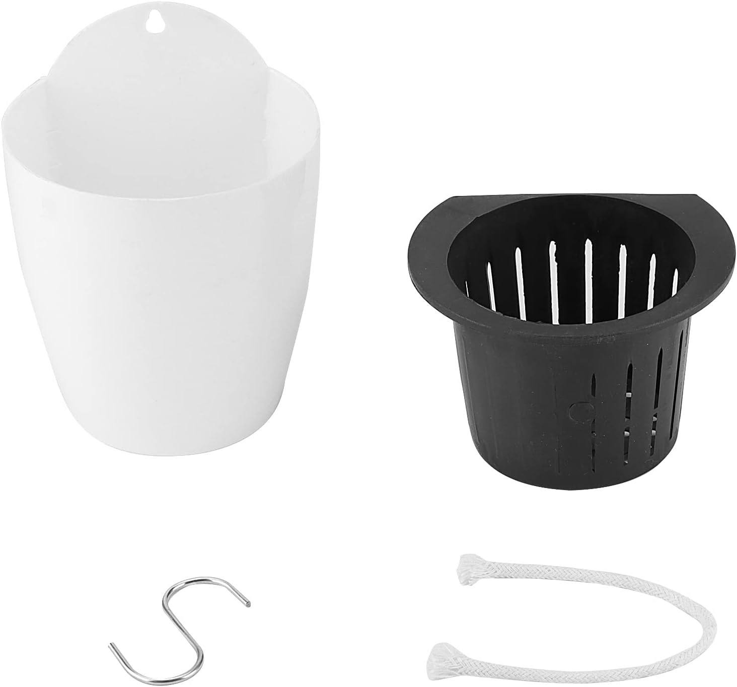 LEXININ 10 Pack 5 Inch Self Watering Hanging Planters, White Plastic Wall Mounted Plant Pots, Vertical Flower Pot for Plants