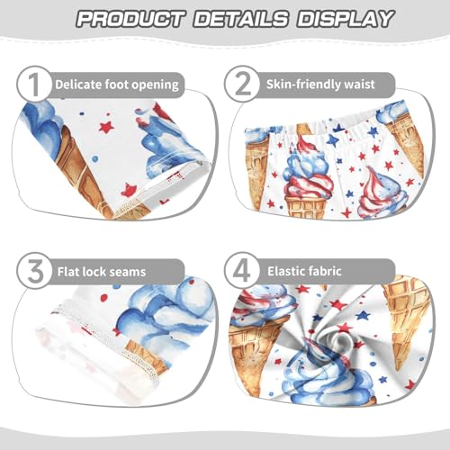 Girls Leggings Ice Cream with Red and Blue Confetti Toddler Girls Clothes Leggings for Girls Toddler Girls Leggings 3-4T3