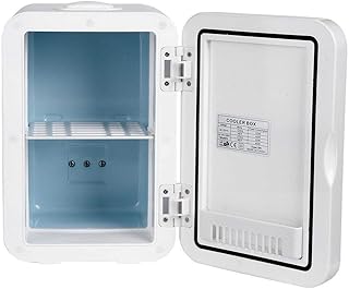 Dkee Mini frigo Wawa Mini réfrigérateur, 8L Utiliser Hot Cool double Portable Deux couches Mini réfrigérateur for Bureau Dorm voiture Alimentaire Frigorifique Chauffage - Classic White (UK Plug)