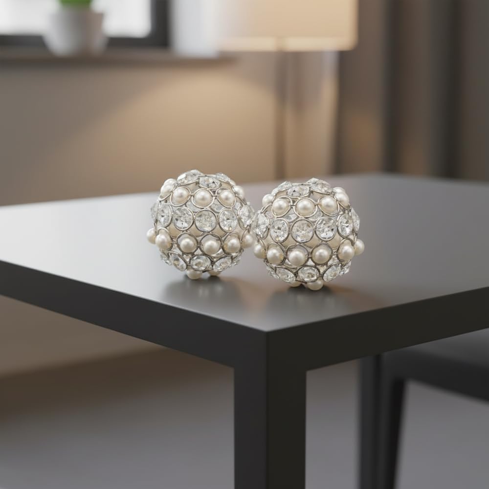 Facetas Perla - Bolas de cristal y perla (7,6 cm, 2 unidades)