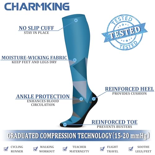 Image of Compression Socks (7 Pairs), 15-20 mmhg is BEST Graduated Athletic & Medical for Men & Women, Running, Flight, Travel, Nurses, Pregnant - Boost Performance, Blood Circulation