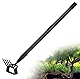 Gartenhacke, 94cm 2-in-1 Steigbügelhacke Gartenwerkzeuge mit 4-Zahn Spike, Hula Hacke mit verstellbarem Langem Griff für Unkraut, Lockerung Boden