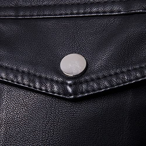Maiyifu-GJ Men's Lapel Faux Leather Jacket Casual Vintage Pu Leather Jackets Lightweight Zip Up Biker Motorcycle Coat4
