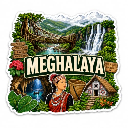 Image of Zesta Wooden Fridge Magnets Set | Refrigerator Decor Magnets for Kitchen | India Souvenir Fridge Magnet Collection | Wooden Magnet for Fridge Door Decoration (Meghalaya)