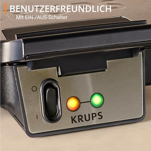 Krups FDK Iconic Waffeleisen, 850 W, keramikbeschichtete Antihaft-Platten, ikonisches Design, vertikale Aufbewahrung, benutzerfreundlich, Schwarz/Edelstahl, FDK261 6
