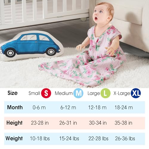 Image of david's kids Muslin Cotton Baby Sleep Sack 0-6 Months, 2 Pack 100% Cotton Sleeping Bag for Summer, TOG 0.5 Baby Wearable Blankets with 2-Way Zipper, Soft Sleep Sacks for Newborn Infant, Floral