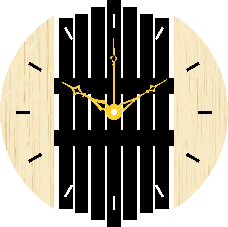 Modern Wooden Finish Acrylic Wall Clock with Golden Hands, Decorative Round Design