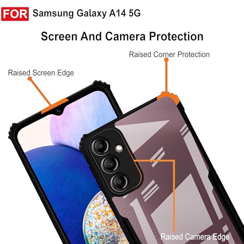 Image of Zapcase Back Case Cover for Samsung Galaxy A14 5G | Compatible with Samsung Galaxy A14 5G | Clear Case with Camera Protection | TPU + PC Matte Black