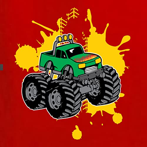Wild Bobby Green Monster Truck with Firey Flames Cars and Trucks Toddler Pullover Fleece Hoodie2