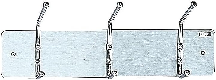 Pemberly Row Wall Coat Rack, Set of 12, 3 Chrome Steel Hooks, Satin Aluminum Back Plate, 18" w x 3.75" d x 7" h, Ball Tip Design, Mountable for Reception Areas or Entryways