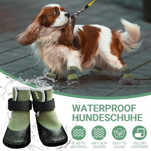 LiebeDD Hundeschuhe Pfotenschutz 4 Stück Hund Verletzung Leckschutz Hundesocken Anti Rutsch Hunde Schuhe Outdoor mit Wasserdicht Sohle, Grün, XL