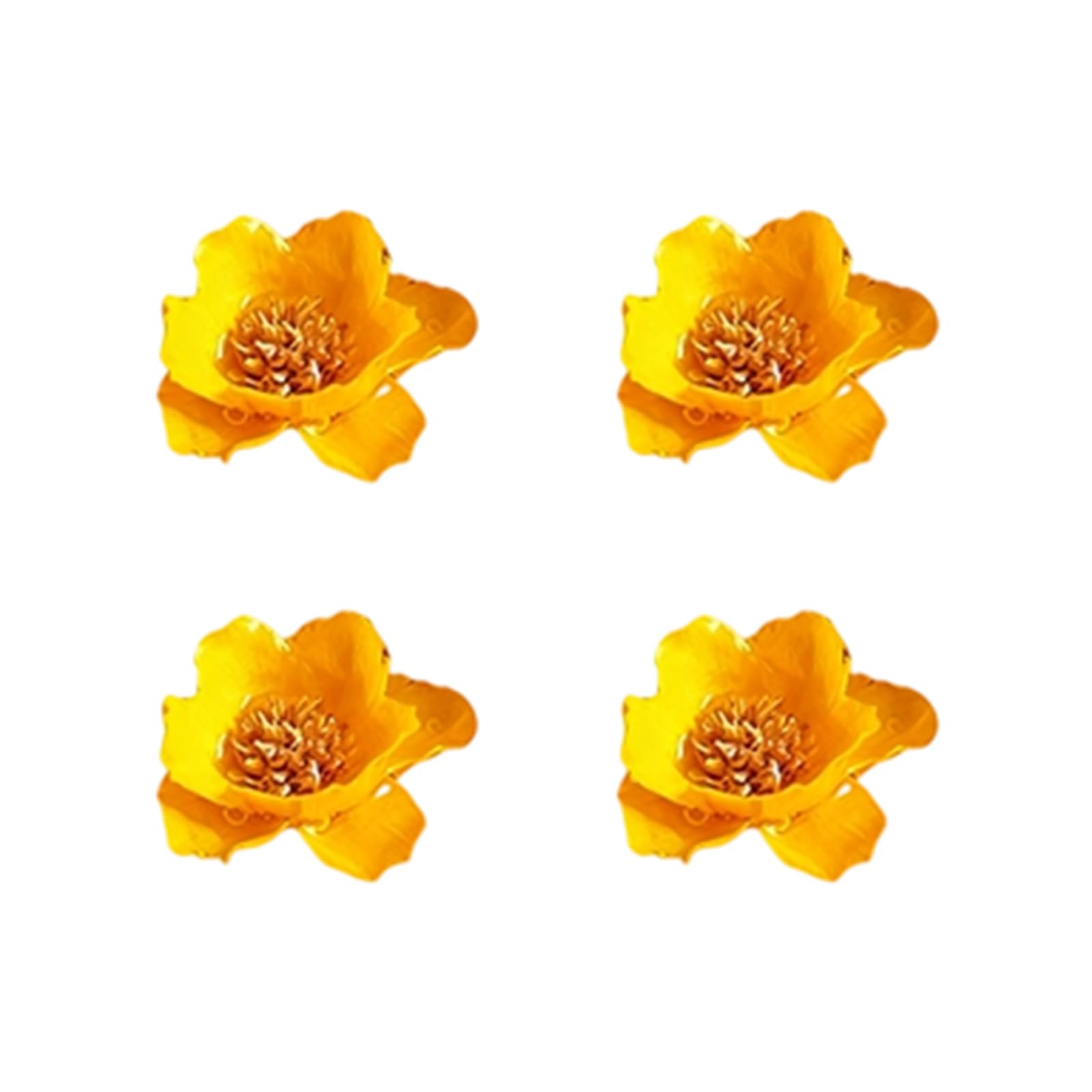 Shntig Yellow 4Pcs Plastomer Simulation Dried Flower For Jewelry Accessories Earrings Bracelets Decoration Colorful Plastomer Dried Pressed Flower For Resin Molds Blossomy Charm Beads