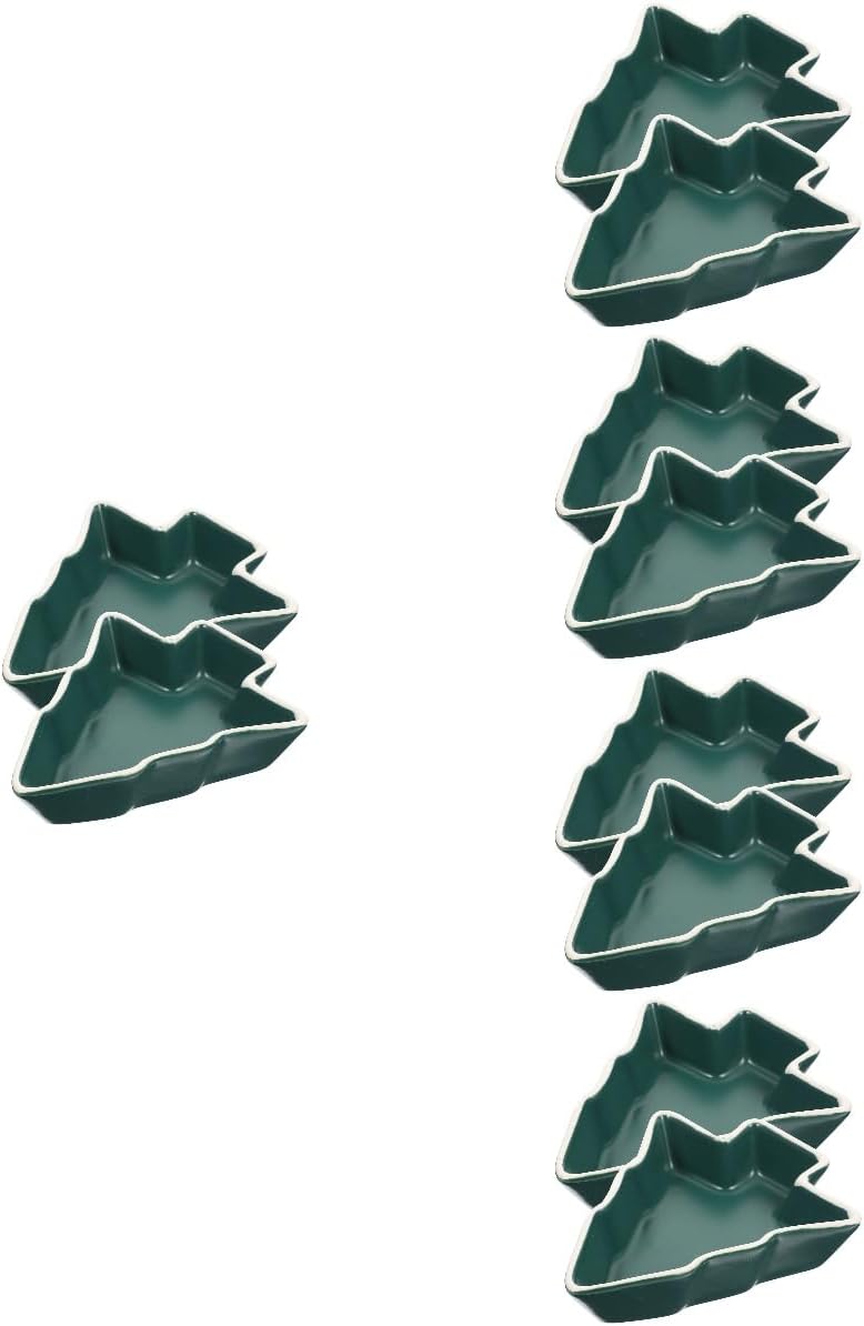 BESPORTBLE 10 Pcs Ceramic Snack Trays Sauce Dishes Dry Fruit Plates Candy Multi-function Household Containers Christmas Tree Plates