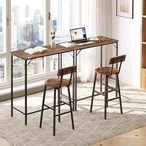 Narrow Bar Table 63 Inch Pub Table for Dining Room Counter Bar Table with Sturdy Metal Frame Connectable Bar Table Multifunctional Console Table Rustic Brown BTHR1601