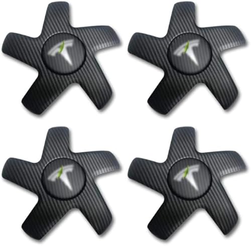 Tapas centrales de fibra de carbono mate con patrón de tapacubos para llantas de rendimiento de 1920 pulgadas, compatible con Tesla Model 3