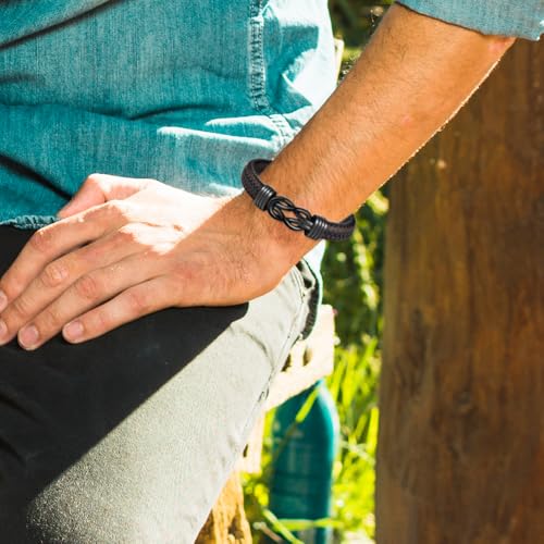 Birthday Gifts for Men Infinity Bracelets for Men Braided Leather Stainless Steel Lettering Love You Forever Gifts for Husband Fathers Day Son Grandson Boyfriend Brother2