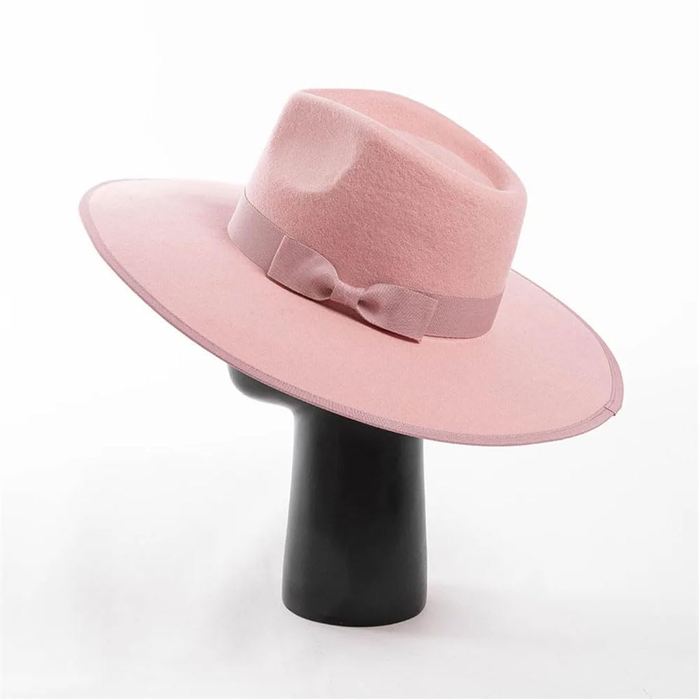 Cappello Fedora a tesa larga in lana con fiocco decorativo per donne e uomini, cappello in feltro per feste, matrimoni, shopping