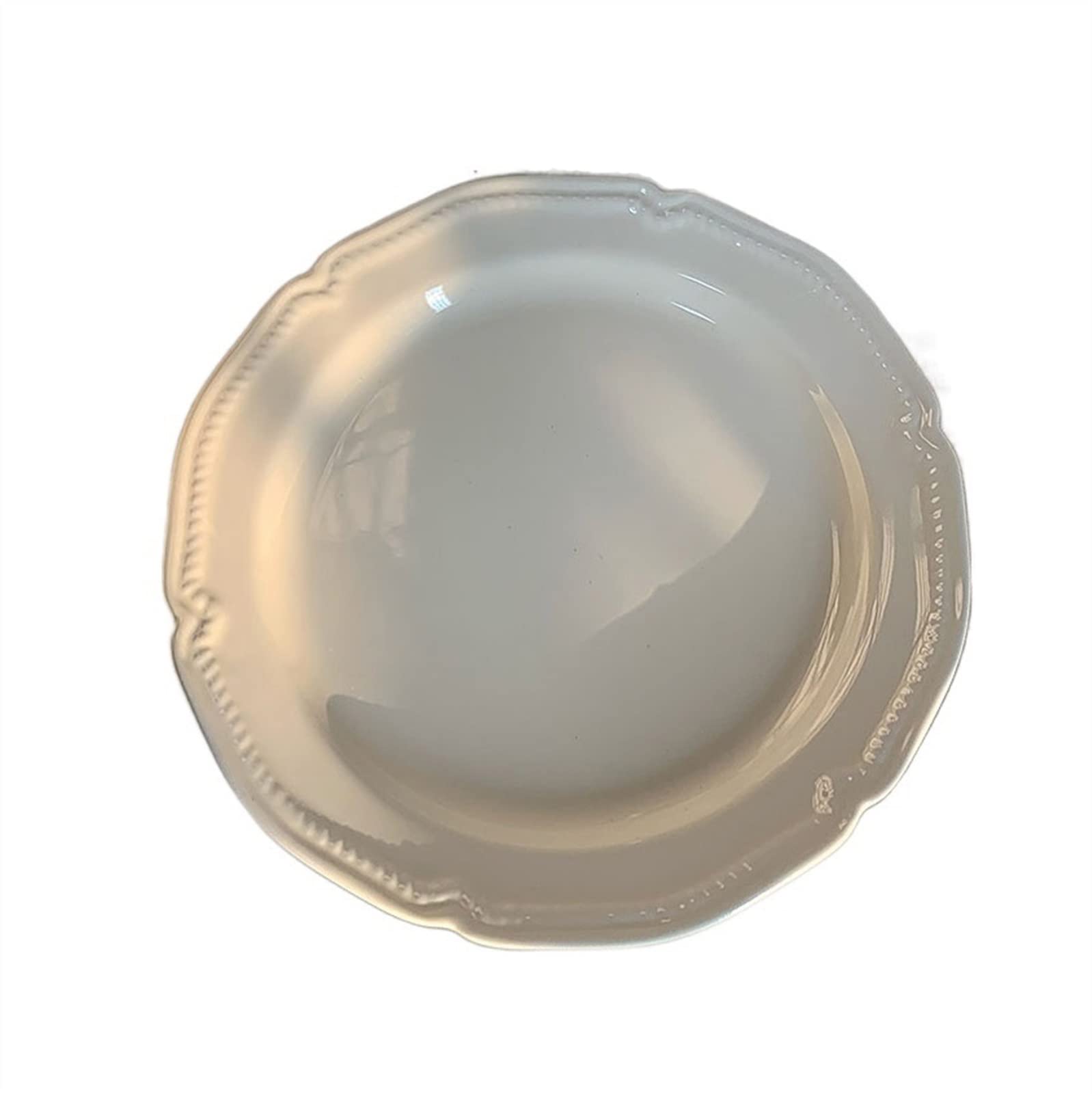 HPTHLY Plate Off White Retro Dining Plate Ceramic Flat Plate Minimalist Disc Dessert Plate Dinner Fruit Plate Salad Plate Household Dining Plate Dessert Plate