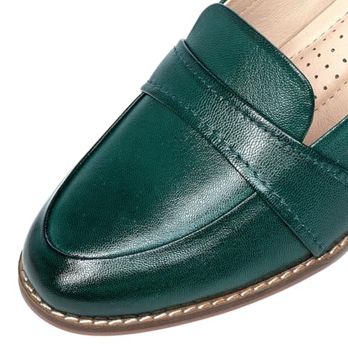 Image of Mona flying Women's Leather Dress Penny Loafers Slip On Flats Office Shoes