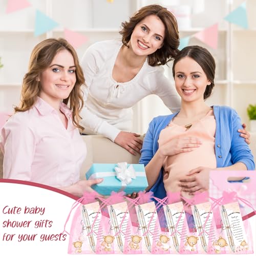 Bolígrafos y llaveros de oso rosa para recuerdos de baby shower y tarjetas, 145 uds 6