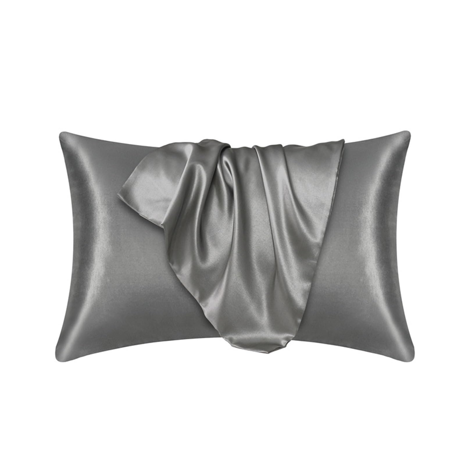 Silky Pillow Covers, Satin Hair Beauty Pillowcase Multicolor 51x(66-76) cm(Dark Grey,1PCx51x66cm(20x26in))