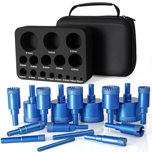 Diamond Core Drill Bits Set,16pcs Tile Hole Saw...