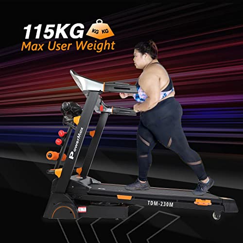 Image of PowerMax Fitness TDA-230M (4.0HP Peak) Multi-Function Motorized Treadmill with Semi-Automatic Lubrication, Home Use & Automatic Incline