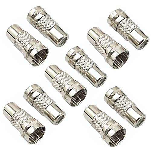 Urtop 10 Pack F Type Male Plug to RCA Female Connector, RCA Female to Male F-Pin Straight Coax Cable Adapter for Atari 2600/7800 Sega/Coleco/Commodore Game System