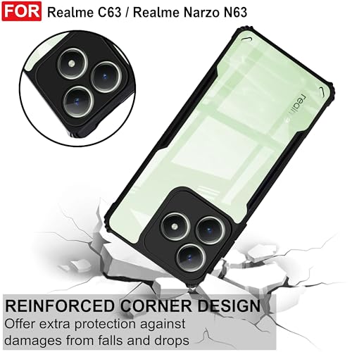 Image of Zapcase Back Case Cover for Realme C63 | Compatible for Realme C63 Back Case Cover | Clear Case with Camera Protection | (TPU + PC | Matte Black)