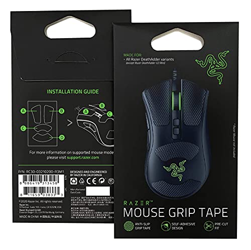 Razer Mouse Grip Tape - for Razer DeathAdder V2: Anti-Slip Grip Tape - Self-Adhesive Design - Pre-Cut (RC30-03210200-R3M1) (Renewed)