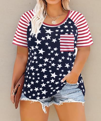 Image of TIYOMI Plus Size Tops for Women V Neck Tshirts Basic Tunic Casual Hawaii Floral Tie Dye Camo Summer Short Sleeve Tee XL-5XL