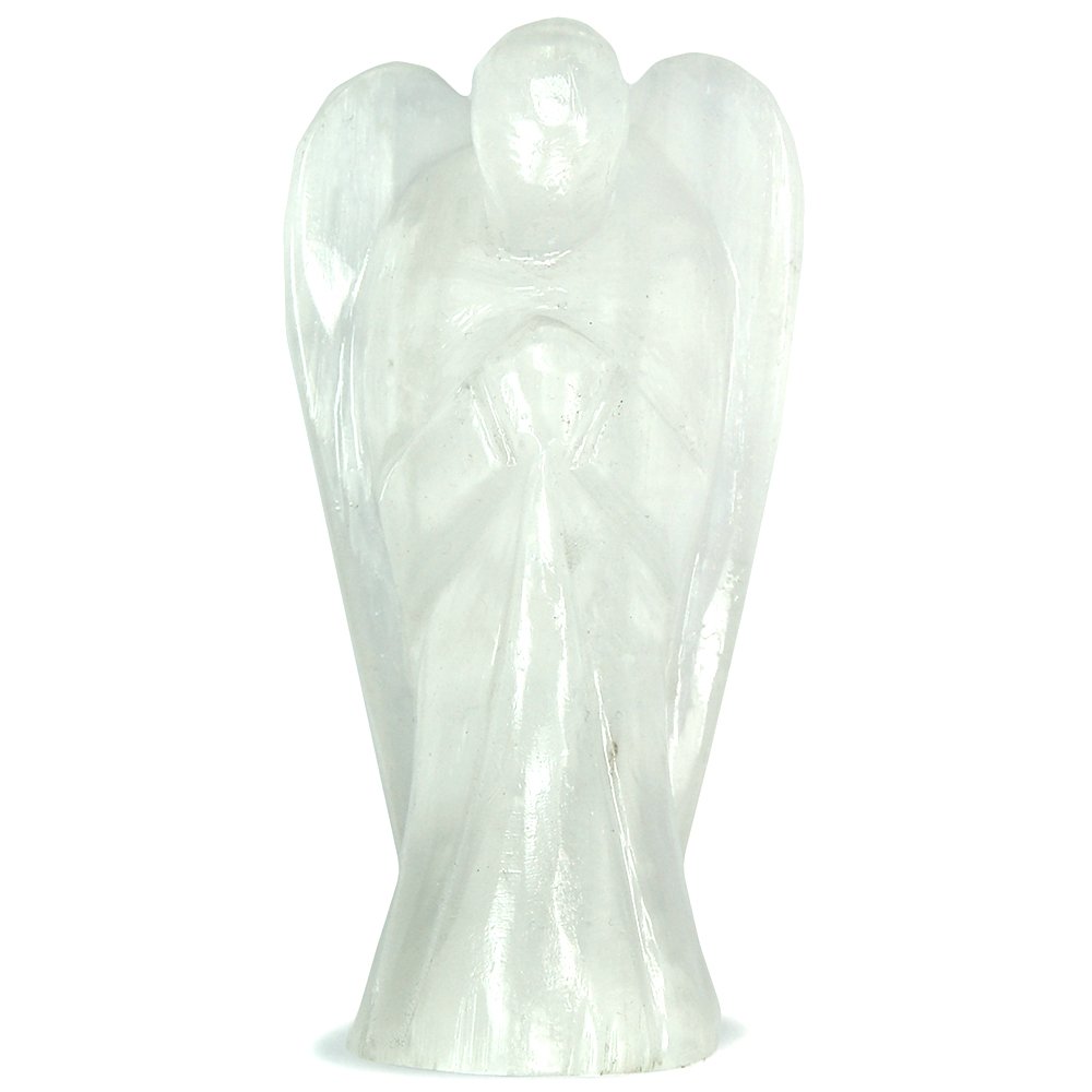 REBUY Selenite Angel Crystal Angel Natural Healing Stone White Selenite Angel Hand Carved Stone Angel Gift, Size 2 Inch