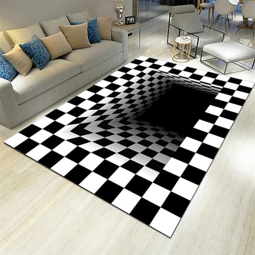 Tapis géométrique 3D abstrait imprimé lavable 120x160 cm pour intérieur - 2