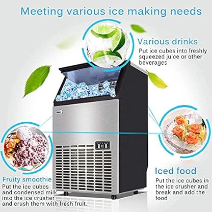 Eiswürfelbereiter Gewerblicher Eiswürfelbereiter aus Edelstahl, 50 kg EIS pro 24 Stunden, LED-Anzeige, einstellbare… – Bild 3