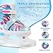 LEVYTEMP Adjustable Ice Skates for Kids Boys Girls - Warm Fleece Lined, 4 Size Adjustable Beginner Snowflake Blades Ankle Support Figure Skates for Outdoor and Rink,Blue