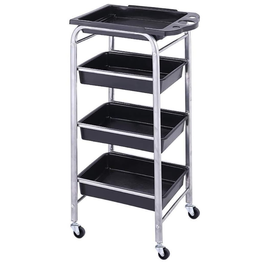 asdchZen 4-Tier Rolling Hairdressing Trolley On Wheels - Movable Beauty Cart With Storage Drawers Utility Rolling Cart For Salons And Home Use,Silver,One Color,Silver