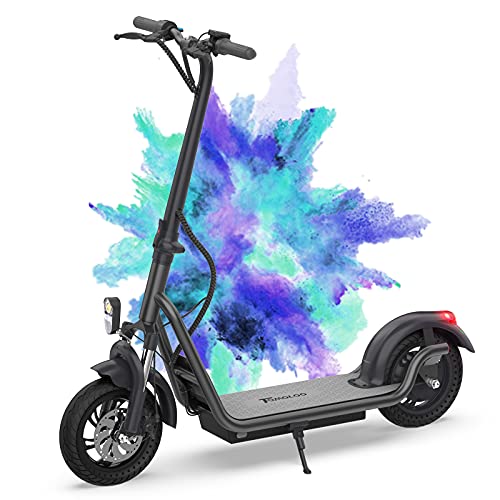 Adult Commuting Off-Road Electric Scooter, 12'' Portable Folding E Scooter, Electric Kick Scooters 350w 49.7 miles Range With Longer Widened pedal Absorption/Dual Braking, 3 Speed Modes Up To 18.5mph