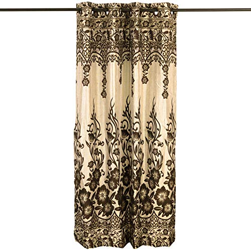 Image of Story@Home Set of 4 Piece Jacquard Multi Eyelet Fancy 5 feet Premium Designer Window Curtains, 60 inch X 46 inch, Brown