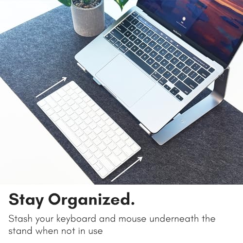 Macally Aluminum Laptop Stand for Desk - Works with All MacBook/Pro/Air & Laptops Between 10” to 17.3” - Sleek and Sturdy Laptop Riser - (ASTANDSG), Space Gray