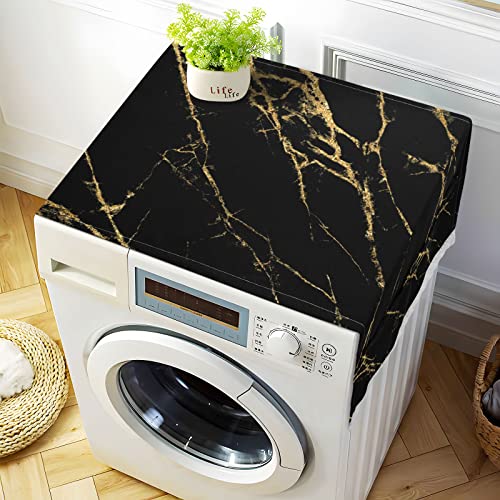Retro Colorful Butterflies Beetles Herbs Washer Dryer Cover, Washing Machine Refrigerator Dustproof Protective Covers with Lace Storage Pockets for Top Load Machine, 51.2 x 22 inches