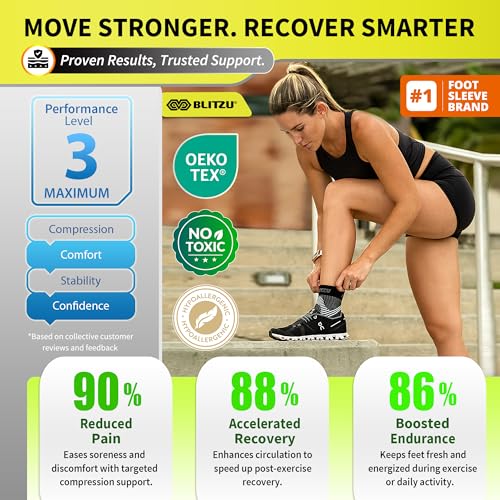 Compression Socks for Plantar Fasciitis, Achilles Tendonitis, Arthritis Relief, Ankle Brace Compression Sleeve with Foot Arch Support, Ankle Wrap for Women, Men, Swelling & Heel Pain Blue S-M