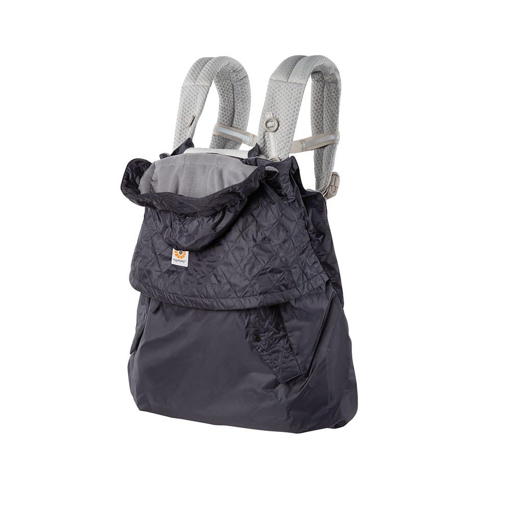 ERGObaby Wintercover, Regenschutz und Kälteschutz mit Fleece-Innenfutter für alle Babytragen, Allwetterschutz mit wasserabweisender Hülle, Charcoal