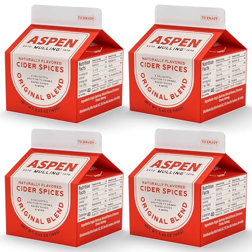 Aspen Mulling Cider Spices Original Blend. Cinnamon, Nutmeg, &amp; Clove. Holiday Mulling Spice Mix for Spiced Cider, Mulled Red Wine, &amp; Festive Winter Beverage Mix. 5.65 oz. (Pack of 4)