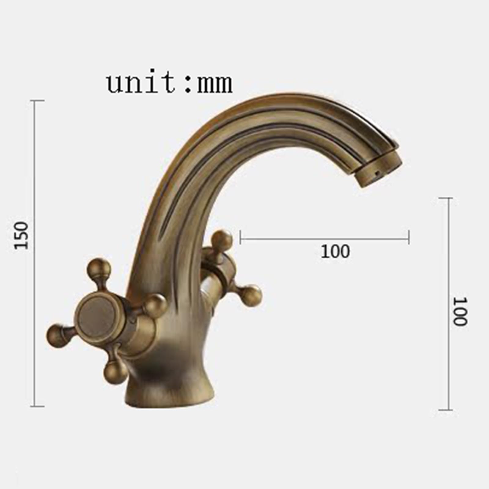 BiaoTeng Grifo Lavabo Vintage con 2 Mandos en Cruz agua Fría y Caliente Grifo Baño Laton Retro
