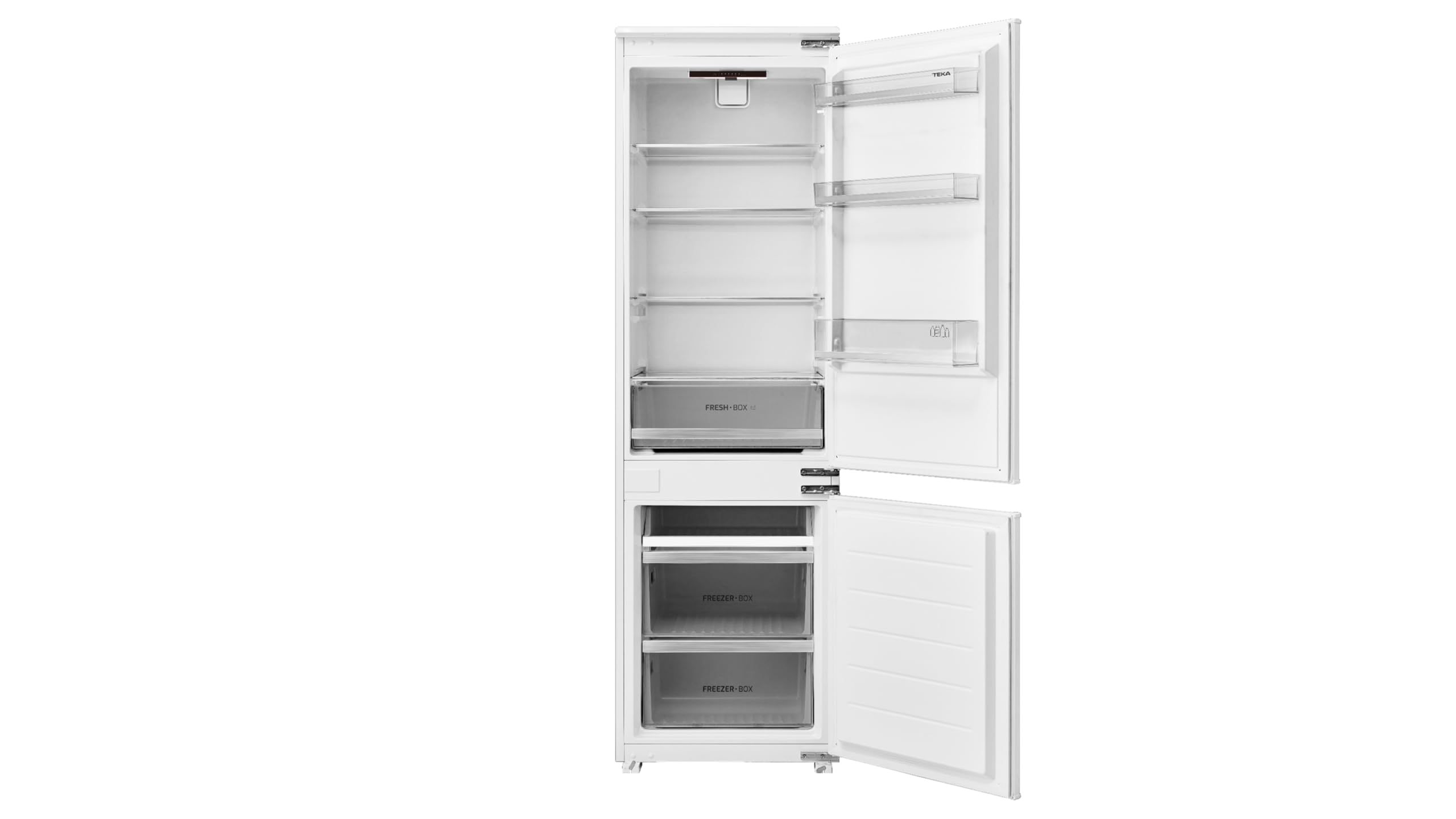 Teka Frigorífico Combi Integrable, 271L Defrost, Display Interior, Termostato Electrónico, FreshBox, Clase E, Iluminación LED, Modelo RBF 43345 FI