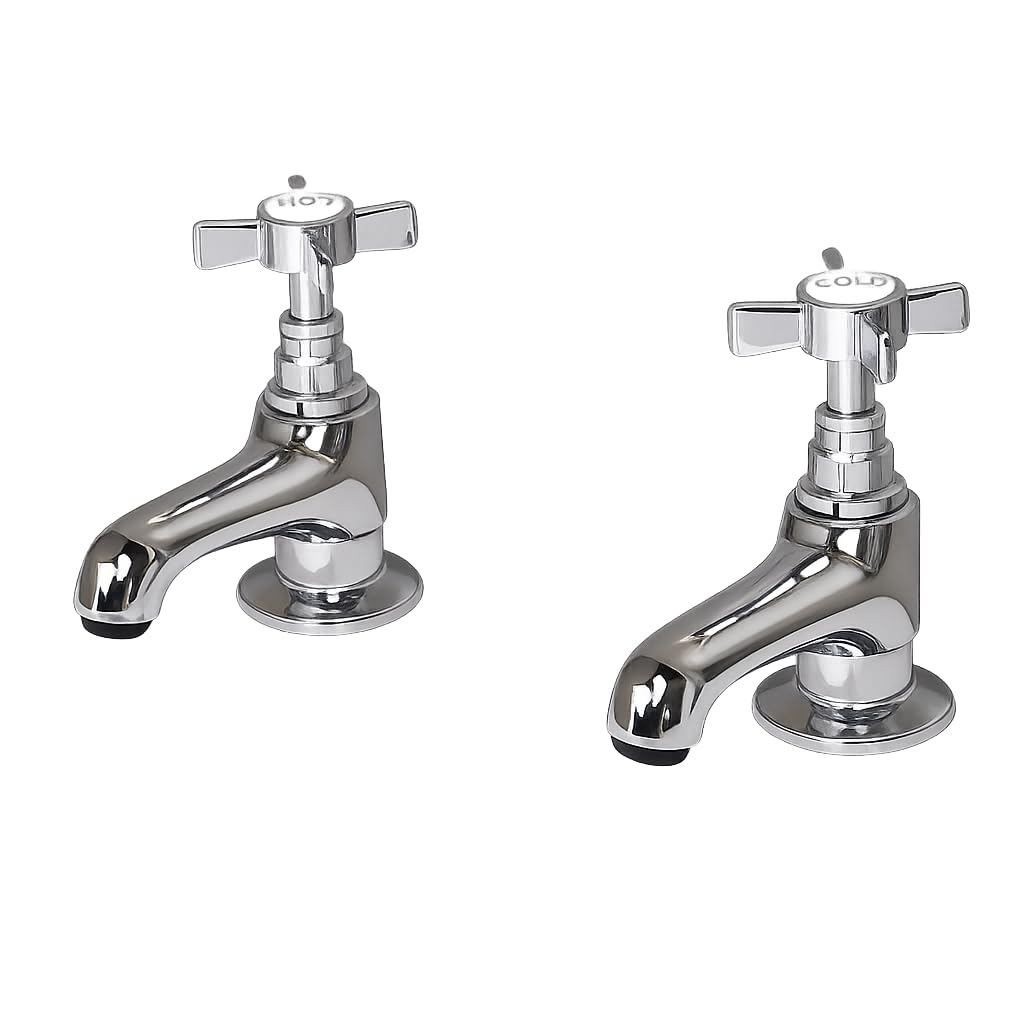 Flode Skuleberget Traditional Bath Taps Polished Chrome Finish Bathtub Tap Pair