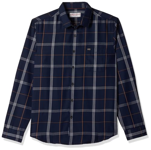 Image of The Indian Garage Co Men Slim Fit Checkered Full Sleeves Spread Collar Casual Shirt